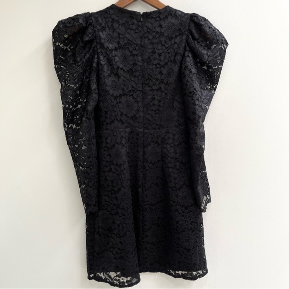 Express Lace Puff Sleeve Fit And Flare Dress Black Size Small - Picture 5 of 12